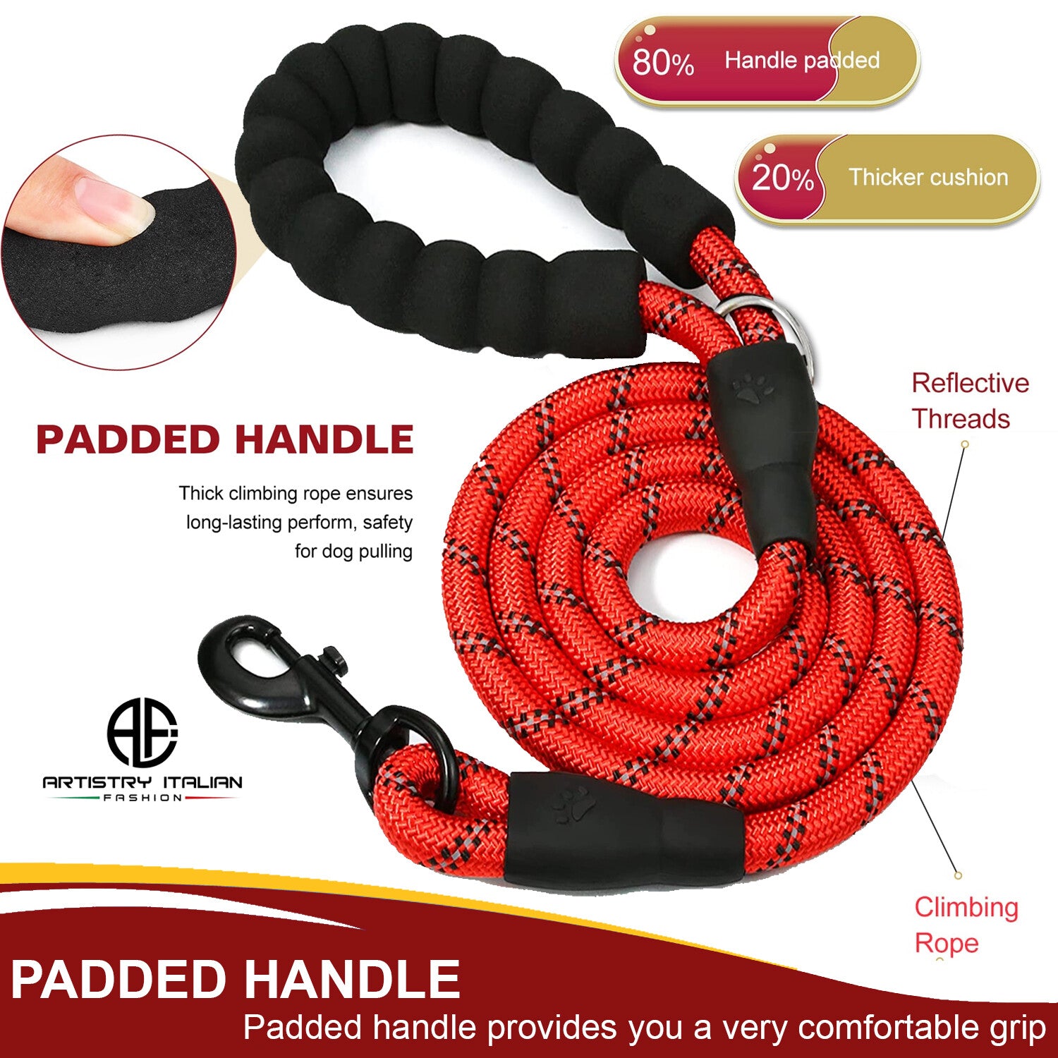 Dog Lead Rope Braided Pet Leads Strong Soft for Medium Large Dogs Walk 5FT New!