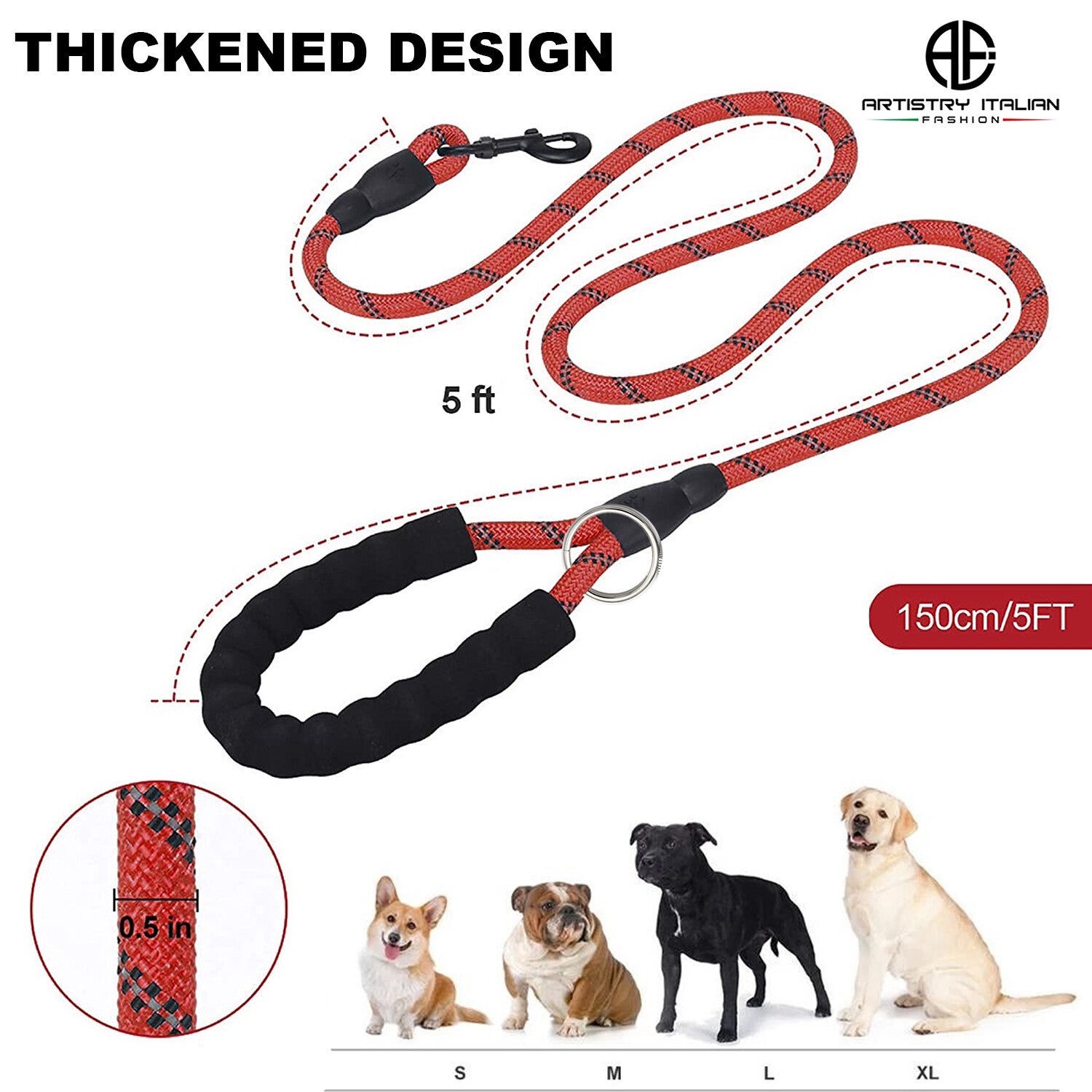 Dog Lead Rope Braided Pet Leads Strong Soft for Medium Large Dogs Walk 5FT New!