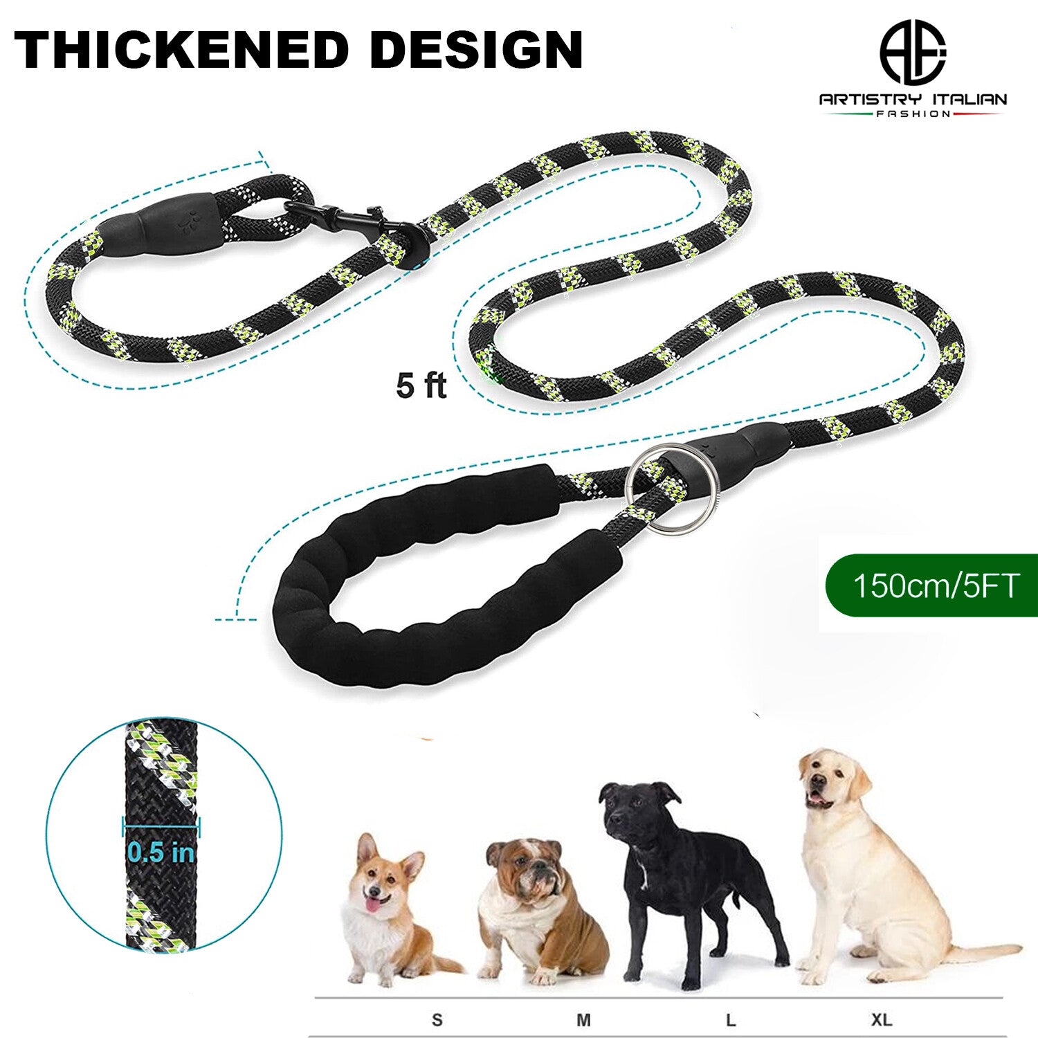 Dog Lead Rope Braided Pet Leads Strong Soft for Medium Large Dogs Walk 5FT New!