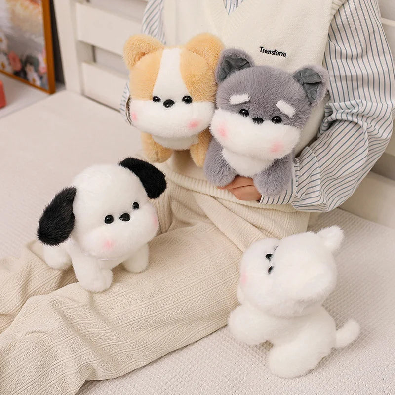 Puppy Bichon Dog Plush Toys Simulation Corgi Dog for Kids Companion Toys Realistic Plush Schnauzer Dog Plush Animal Home Decor