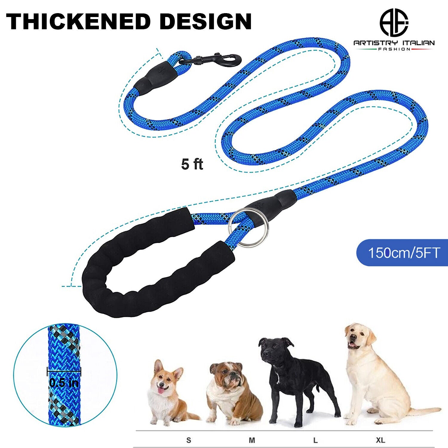 Dog Lead Rope Braided Pet Leads Strong Soft for Medium Large Dogs Walk 5FT New!